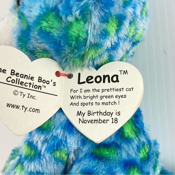 Ty Beanie Boos Leona the Leopard Plush 6 inches Blue and Green Stuffed Animal - Picture 8 of 12